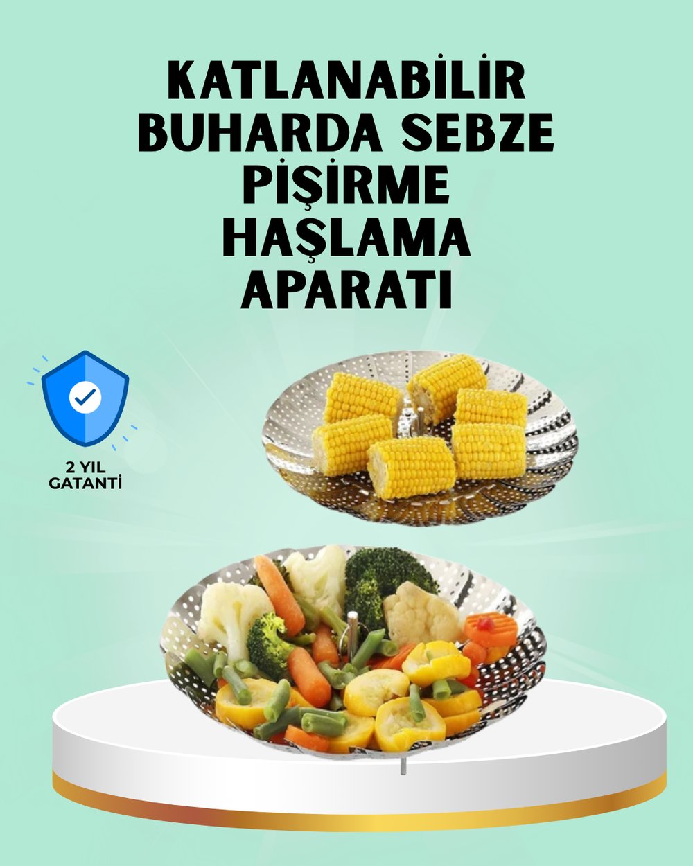 Buharda Pişirme İçin Paslanmaz Çelik Sebze Sepeti – Tüm Tencerelere Uyumlu, Kolay Temizlik