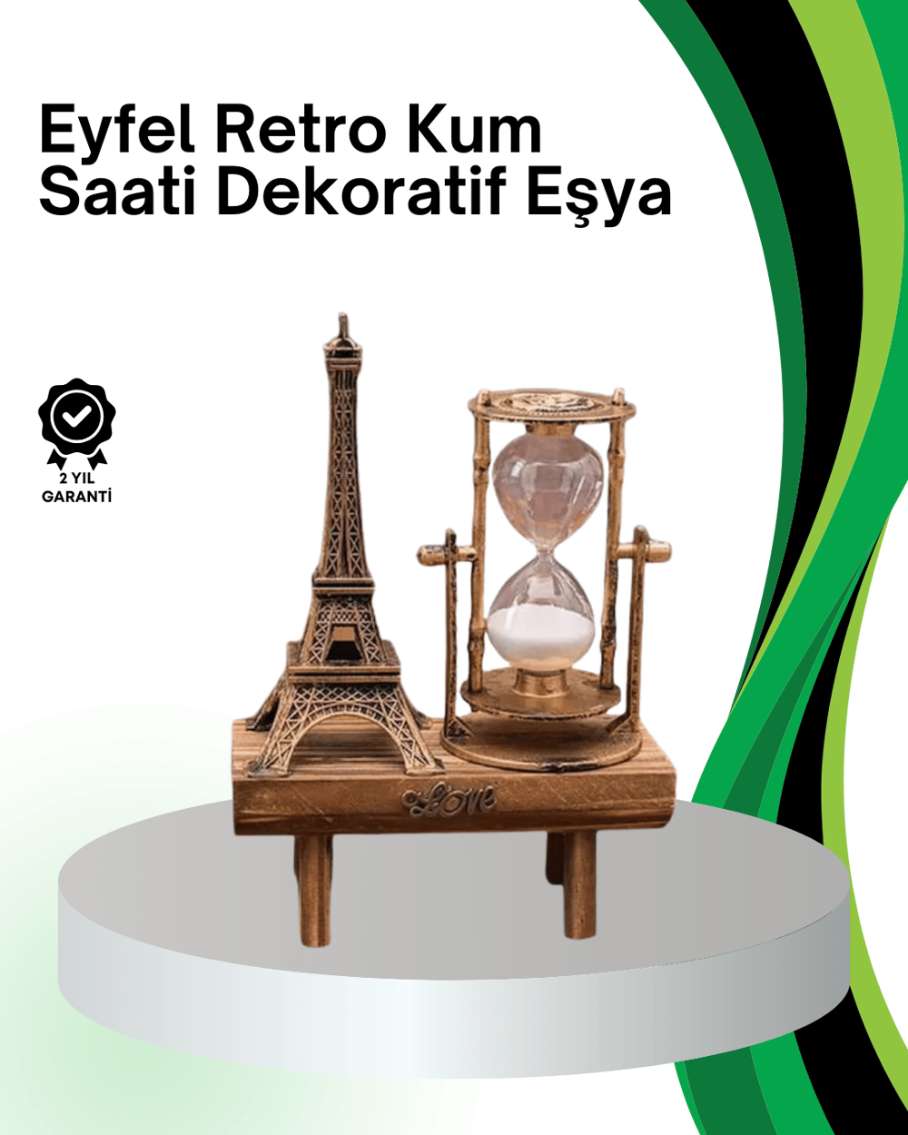 Dekoratif Kum Saati – Ahşap Malzeme, Hediyelik Masa Aksesuarı
