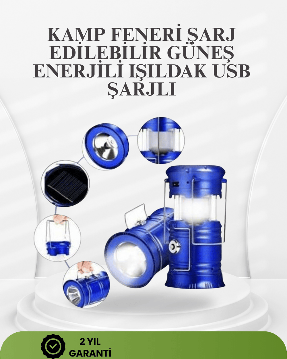 Güneş Enerjili Katlanabilir Kamp Feneri – USB Şarjlı, Hafif ve Çok Fonksiyonlu
