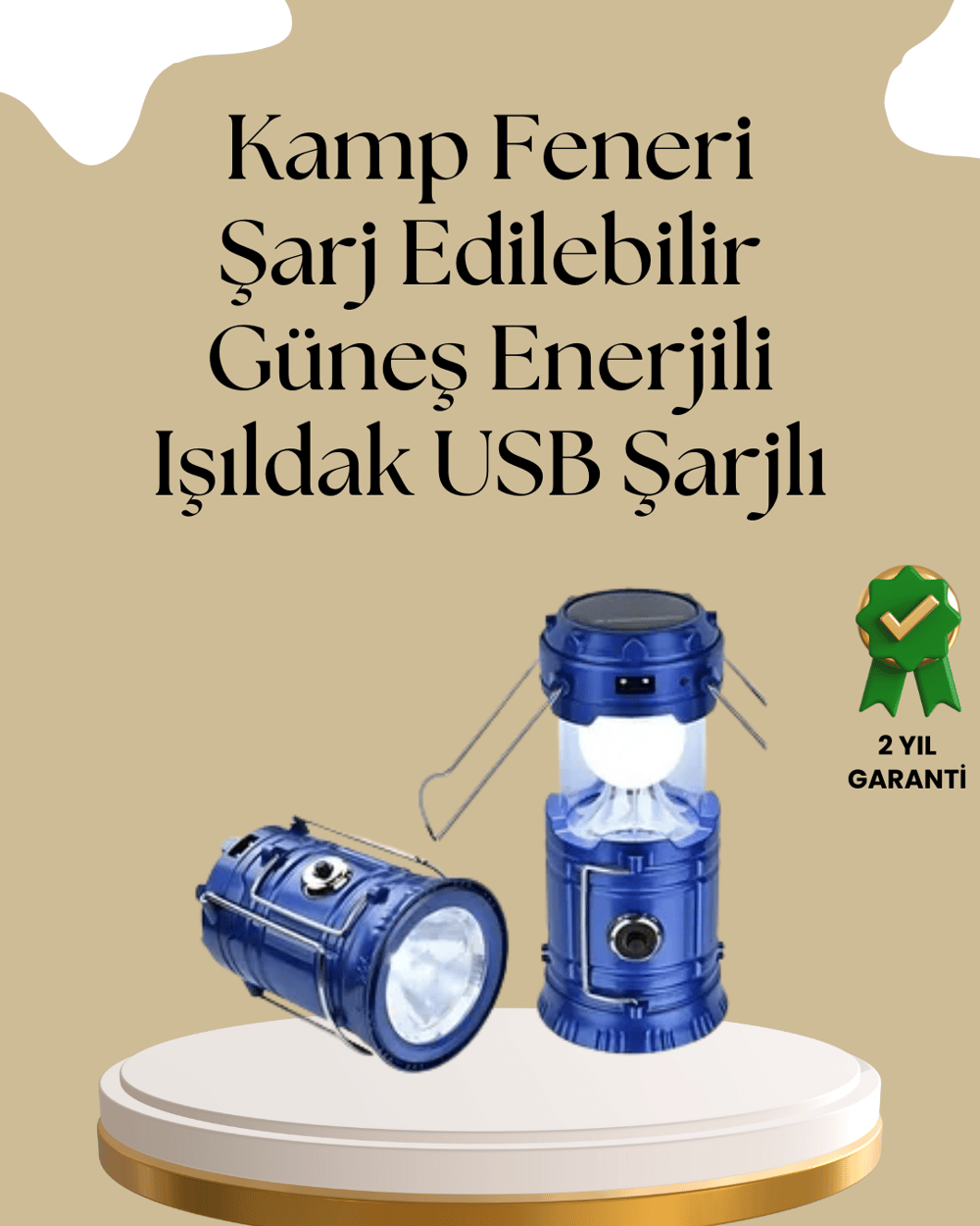 Güneş Enerjili Katlanabilir Kızaklı Kamp Feneri – USB Şarjlı, Çok Yönlü ve Dayanıklı Tasarım