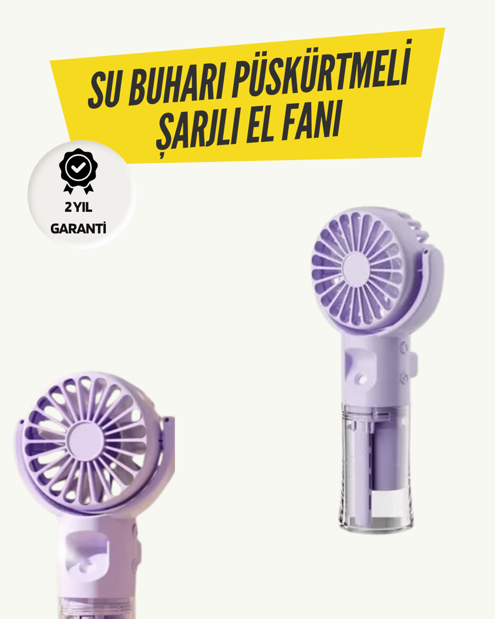 Mini Masaüstü ve El Tipi Buğu Fanı – Su Depolu, Şarj Edilebilir, Nemlendirici Özellikli