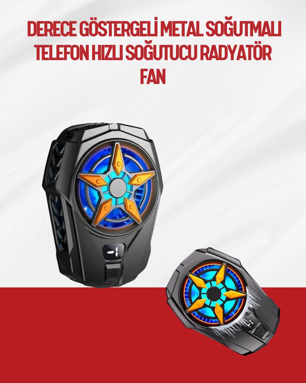 Oyunlar İçin Telefon Soğutucu – 65-85 mm Uyumlu, Dijital Ekranlı