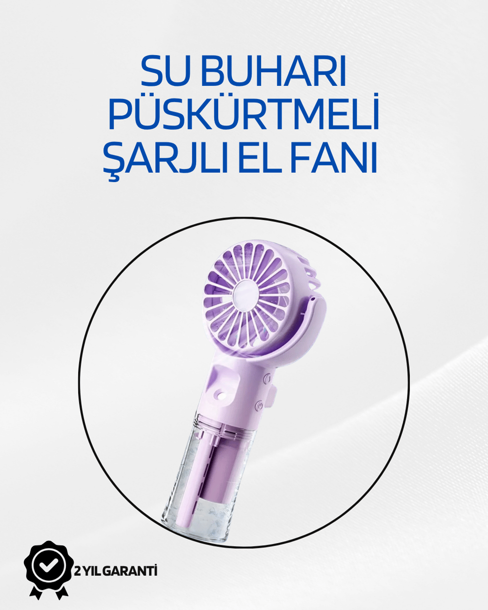Taşınabilir Şarjlı Su Sisi Püskürtmeli Mini El Fanı – 4 Hız Ayarı, Tip-C Şarjlı, Sessiz Motor