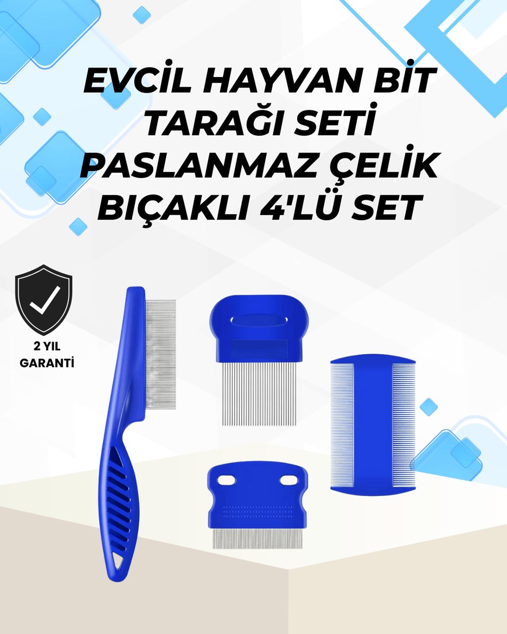 Uzun ve Kısa Tüylü Hayvanlara Özel Bit Tarağı ve Tüy Temizleme Seti