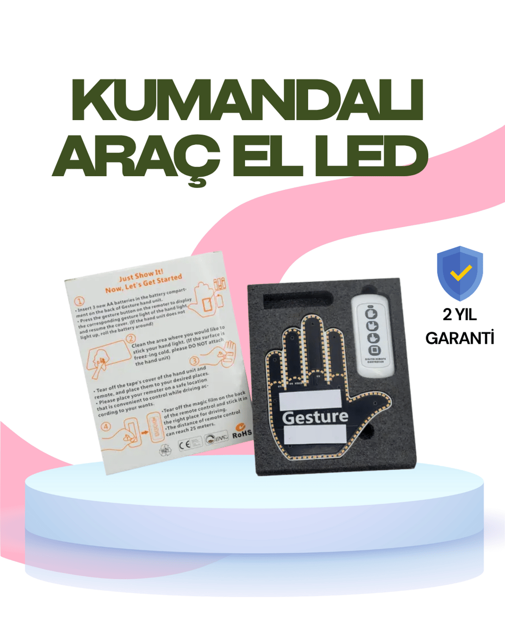 Yüksek Görünürlüklü Otomobil Jest Işığı – 3 Modlu LED Arka Cam Aksesuarı, Pratik ve Eğlenceli