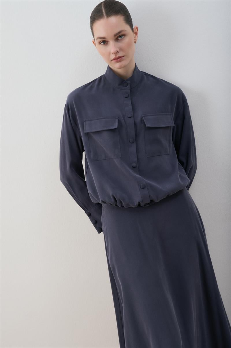 MİORİ LORES TAŞLANMIŞ MODAL ETEKLİ TAKIM LACİVERT