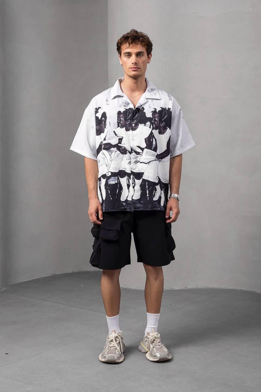 Baskılı Oversize Gömlek