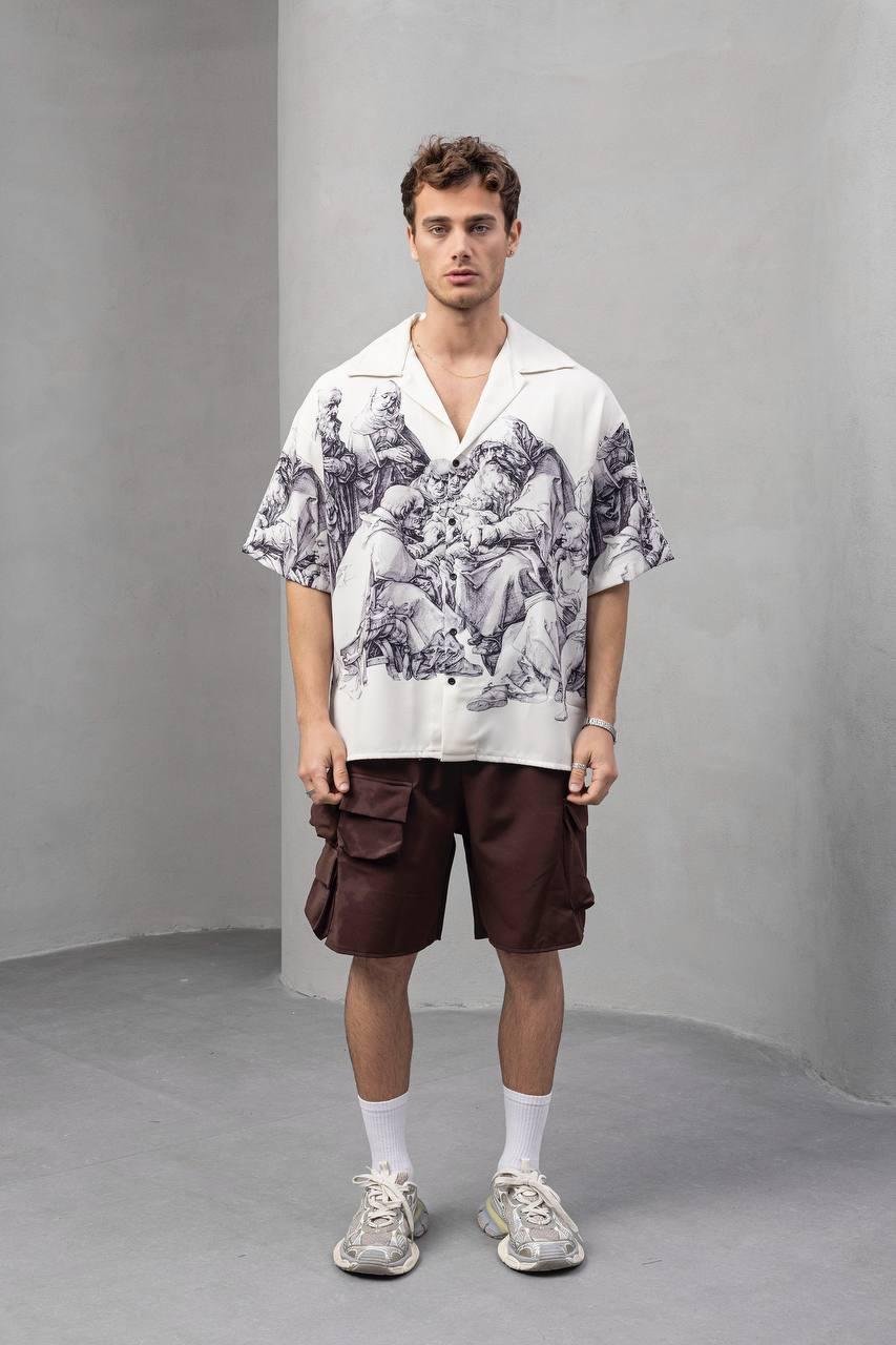 Baskılı Oversize Gömlek