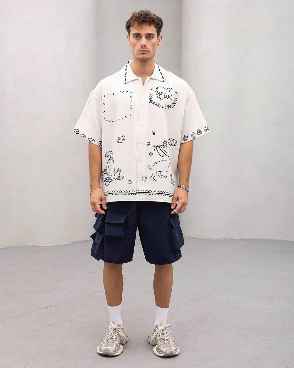 Baskılı Oversize Gömlek