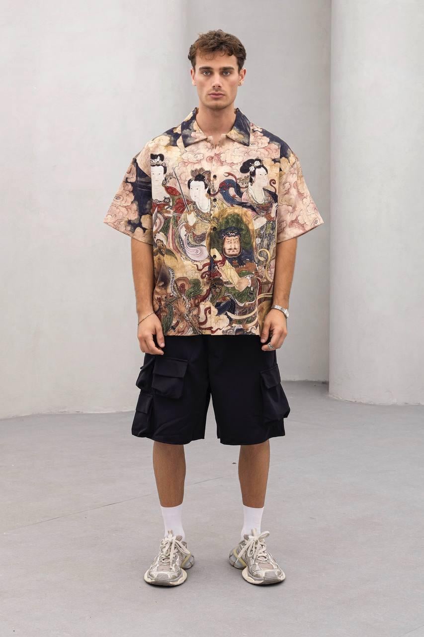 Baskılı Oversize Gömlek