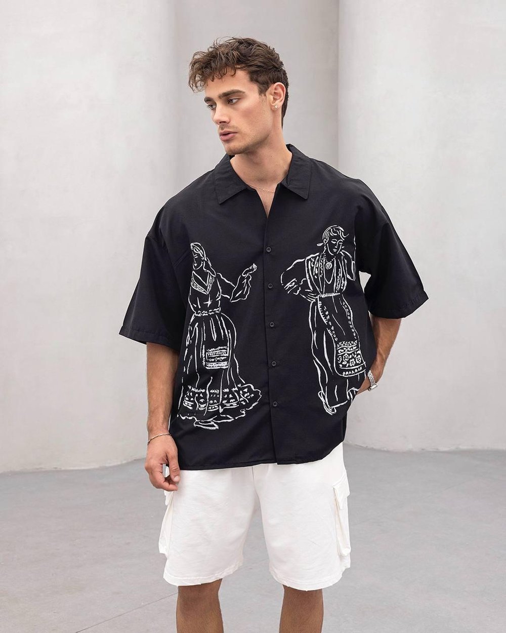 Baskılı Oversize Gömlek