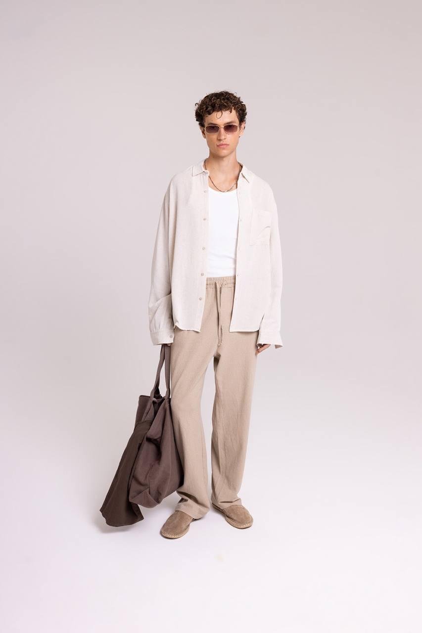Modal Kumaş Açık Krem Gömlek