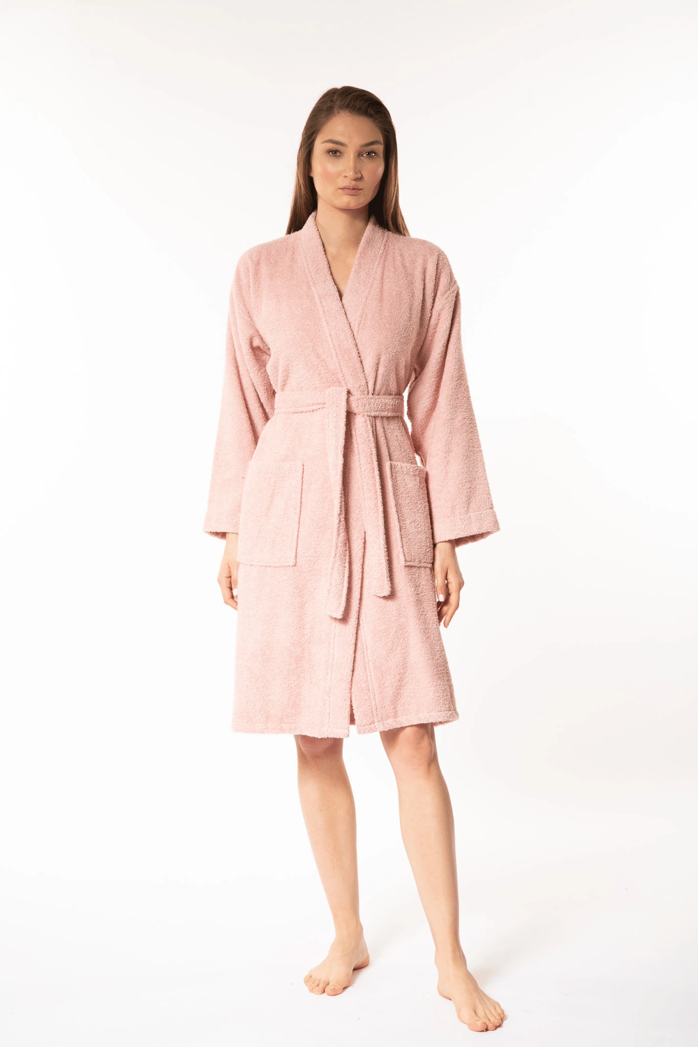 Soft Kadın Kimono Yaka Bornoz - Somon