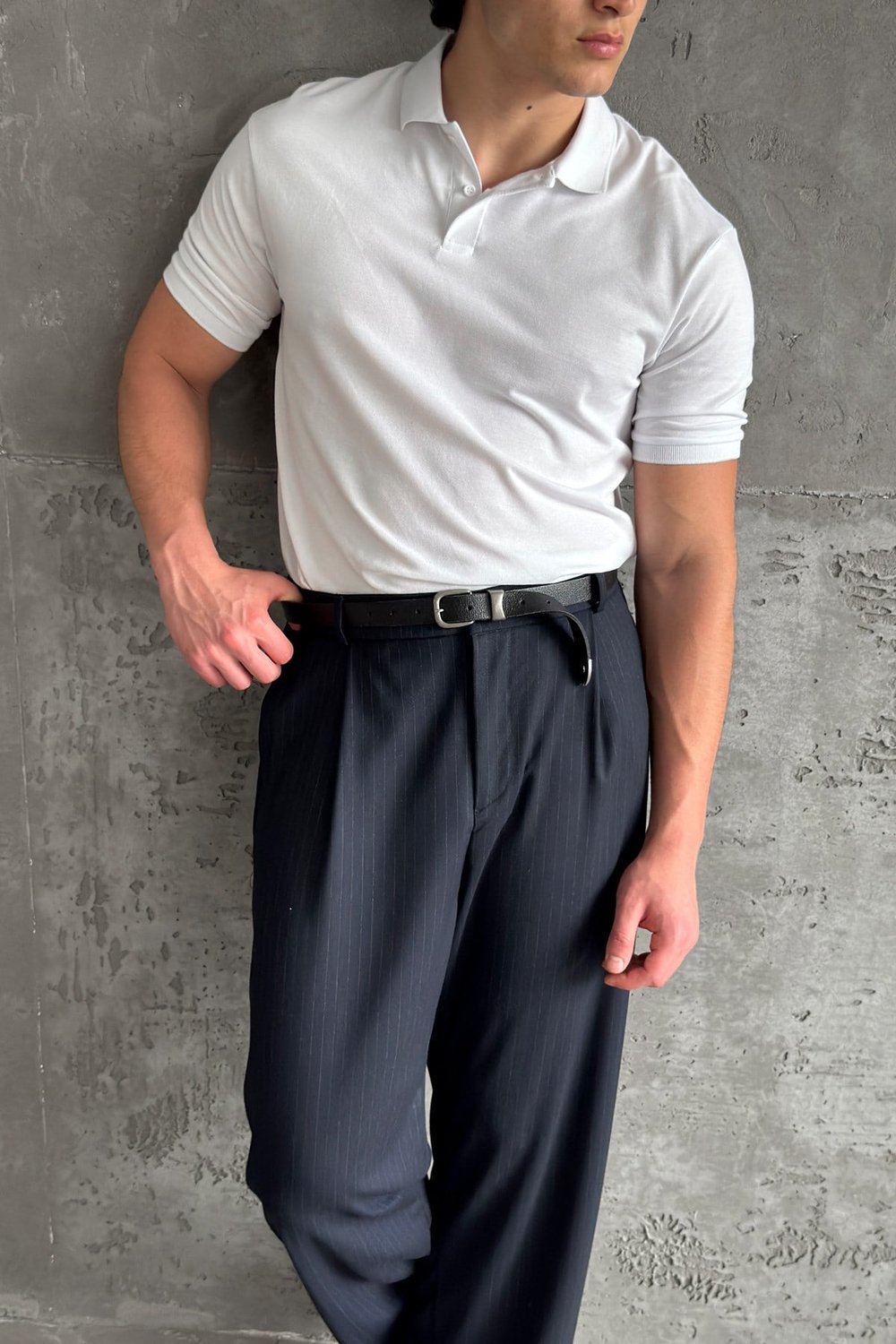 Erkek %100 Pamuk Düğmeli Polo Yaka T-Shirt Beyaz
