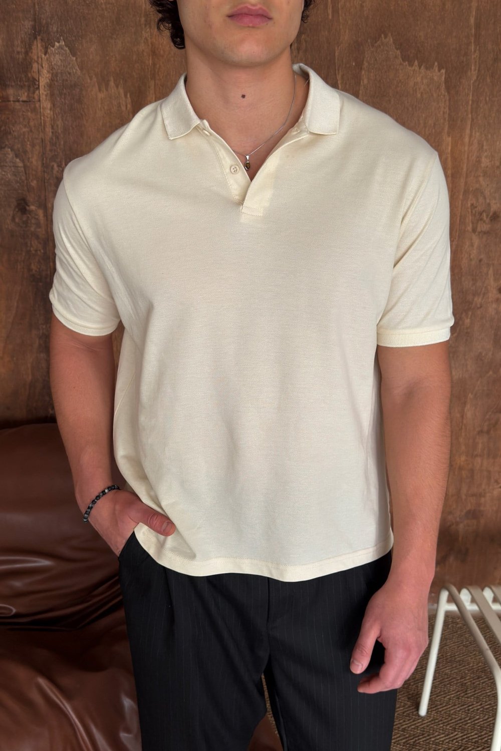 Erkek %100 Pamuk Düğmeli Polo Yaka T-Shirt Sarı