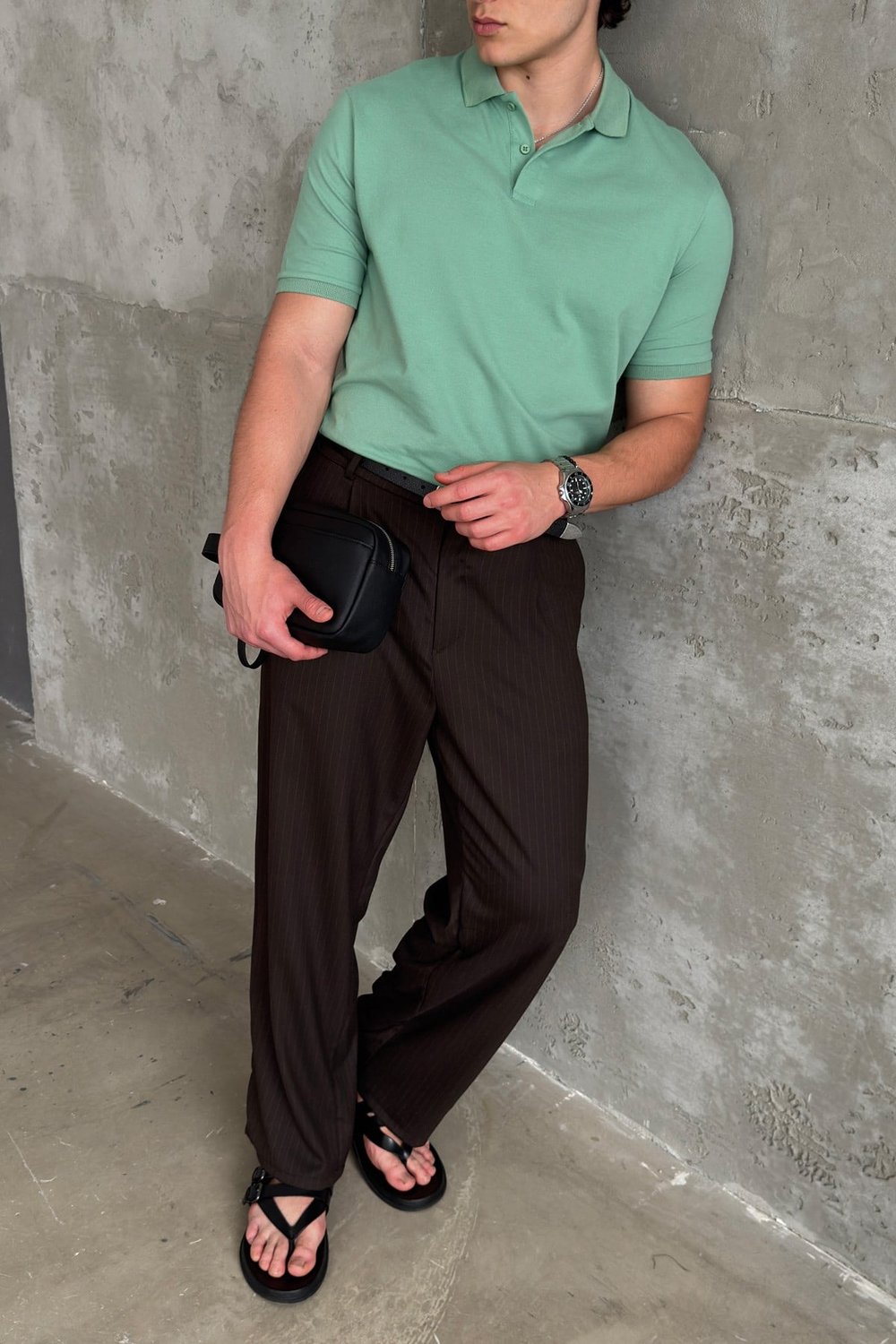 Erkek %100 Pamuk Düğmeli Polo Yaka T-Shirt Yeşil