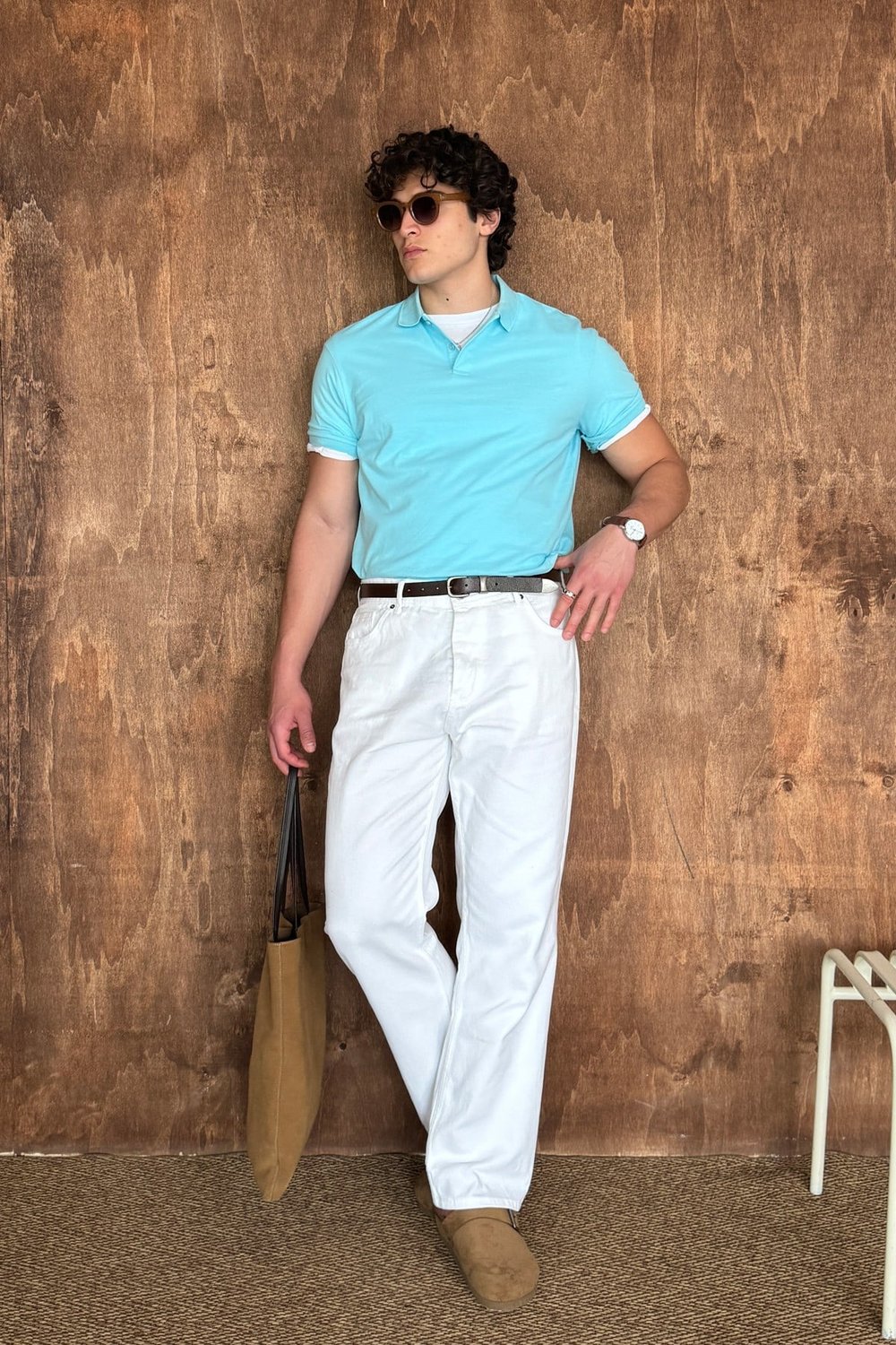 Erkek %100 Pamuk Düğmeli Polo Yaka T-Shirt Turkuaz