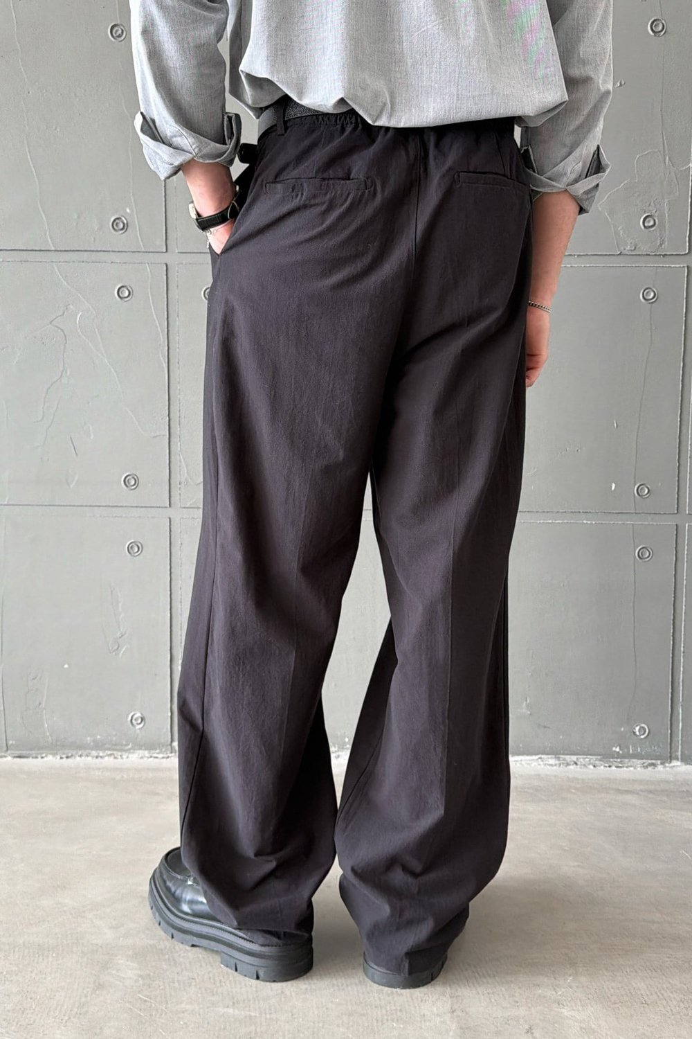 Erkek Baggy Fit Gabardin Kumaş Pantolon Siyah