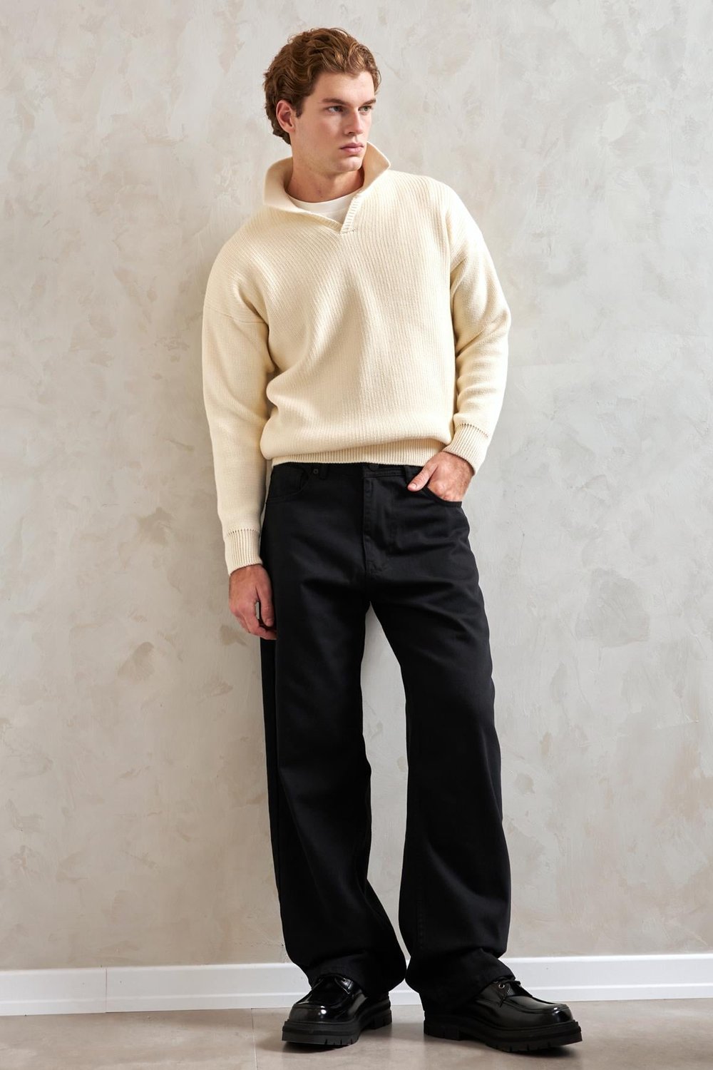 Erkek Ekstra Baggy Jean Pantolon Siyah