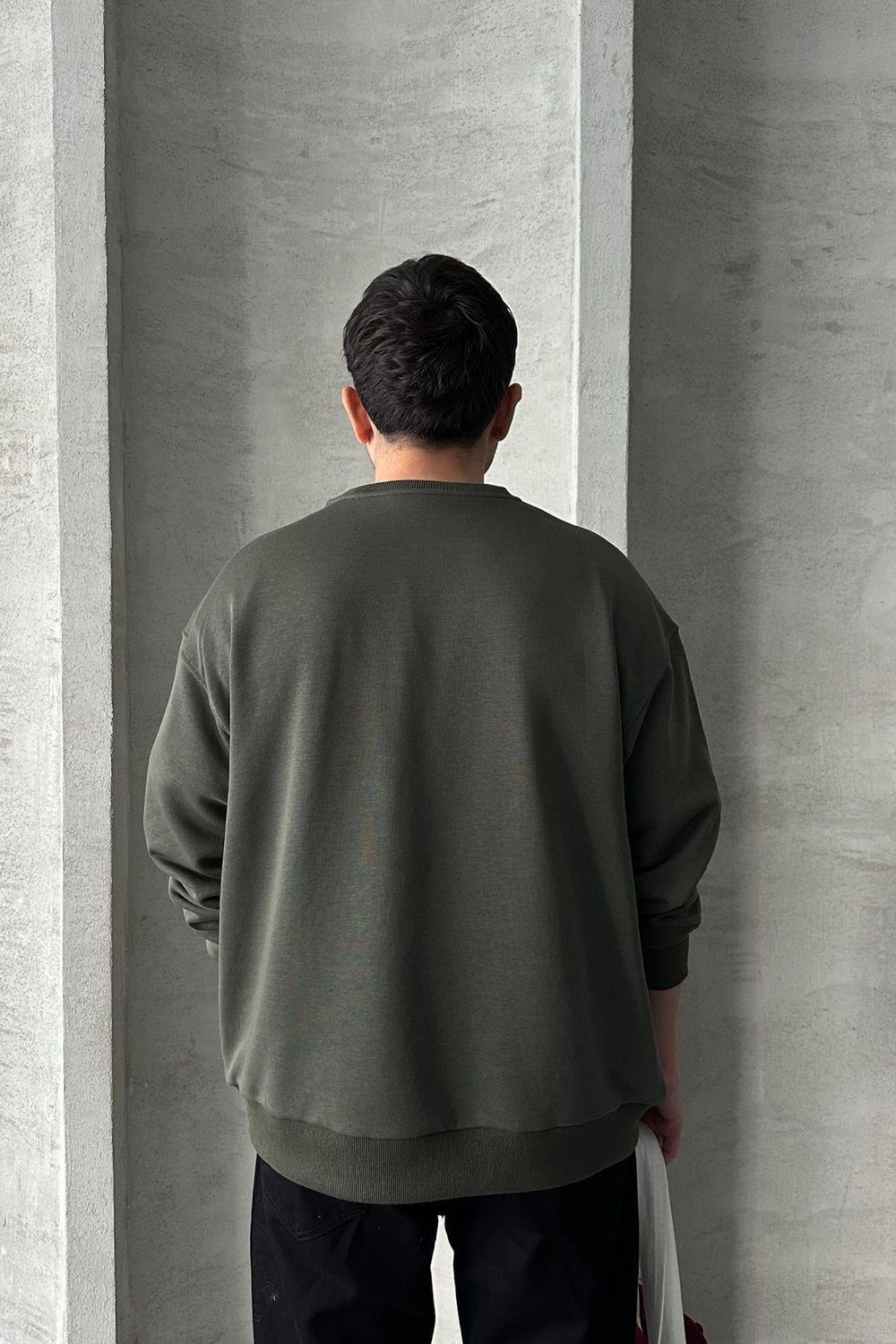 Erkek Seattle Baskılı Oversize Sweatshirt Haki