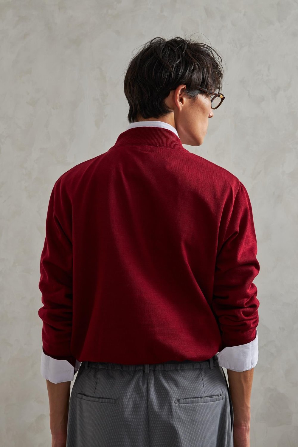 Erkek Yarım Balıkçı Oversize Basıc Triko Kazak Bordo