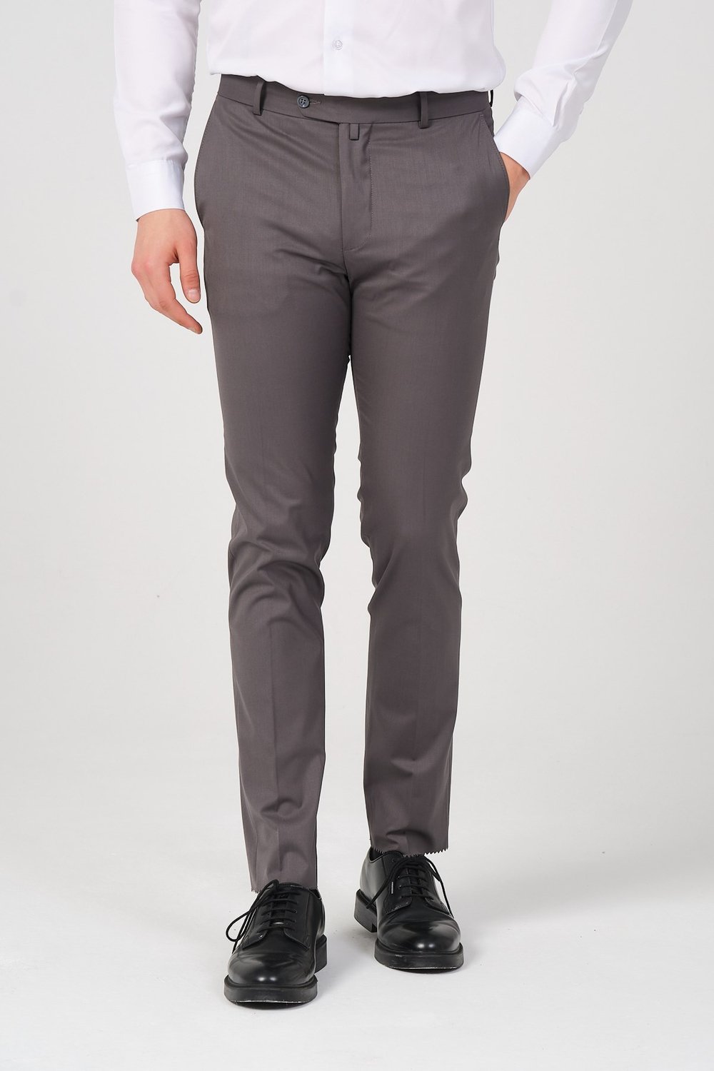 Slim Fit Erkek Kumaş Pantolon Gri