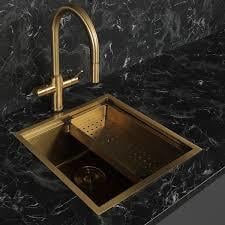 Allure El Yapımı PVD Eviye Seti 44x44 cm Altın (Gold) 