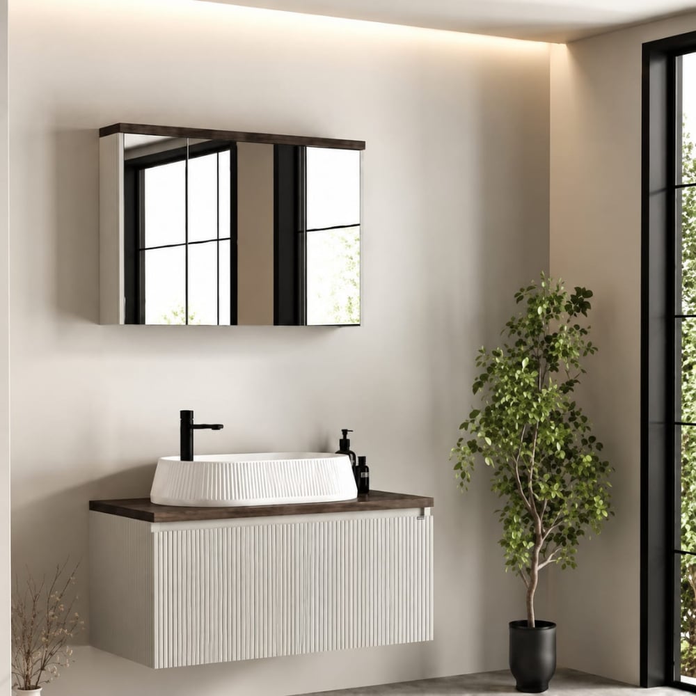 Fym  Elvina 100cm Banyo Dolabı (Sahra)FYM Elvina 100 cm Banyo Dolabı Sahra | Lavabolu ve Aynalı Takım | Modern Banyo Mobilyası | Geniş Depolama Alanı | Şık ve Fonksiyonel Tasarım | 100 CM Duvara Monte Banyo Dolabı | FYM Banyo TakımlarıBanyo DolabıFYM9016DUŞHOMEFym  Elvina 100cm Banyo Dolabı (Sahra)