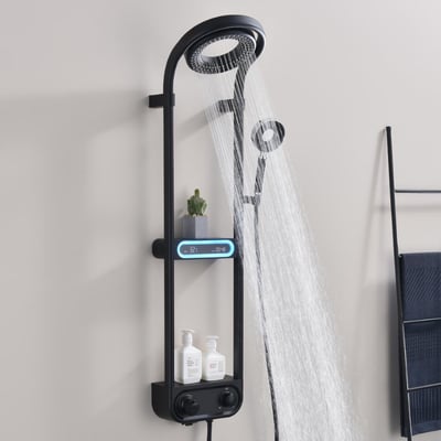 Life Velvet Black Duvara Monte Duş Sistemi Sıva Üstü Duş Seti Black