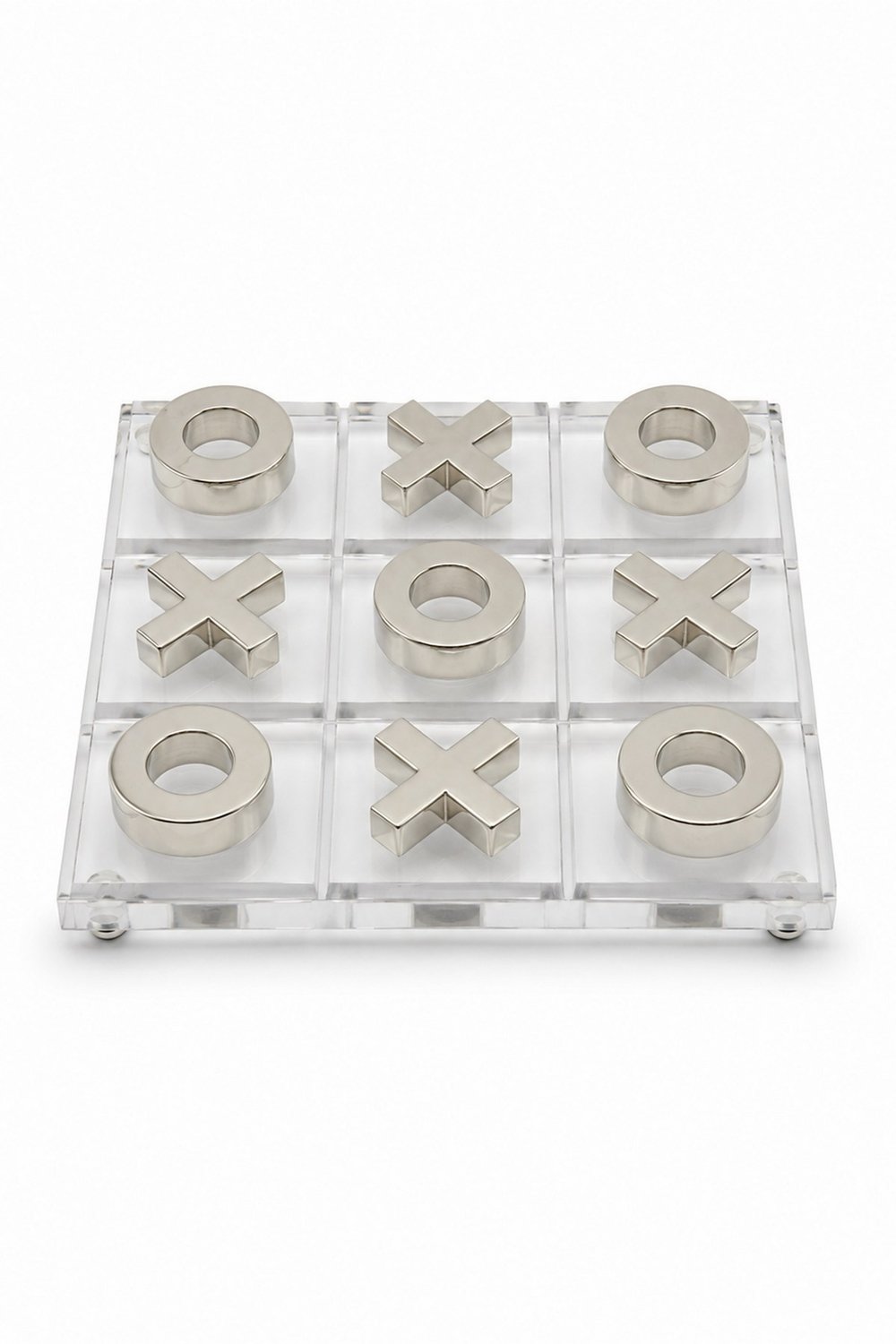 Akrilik Gümüş Detaylı Dekoratif Tic Tac Toe Oyun Seti