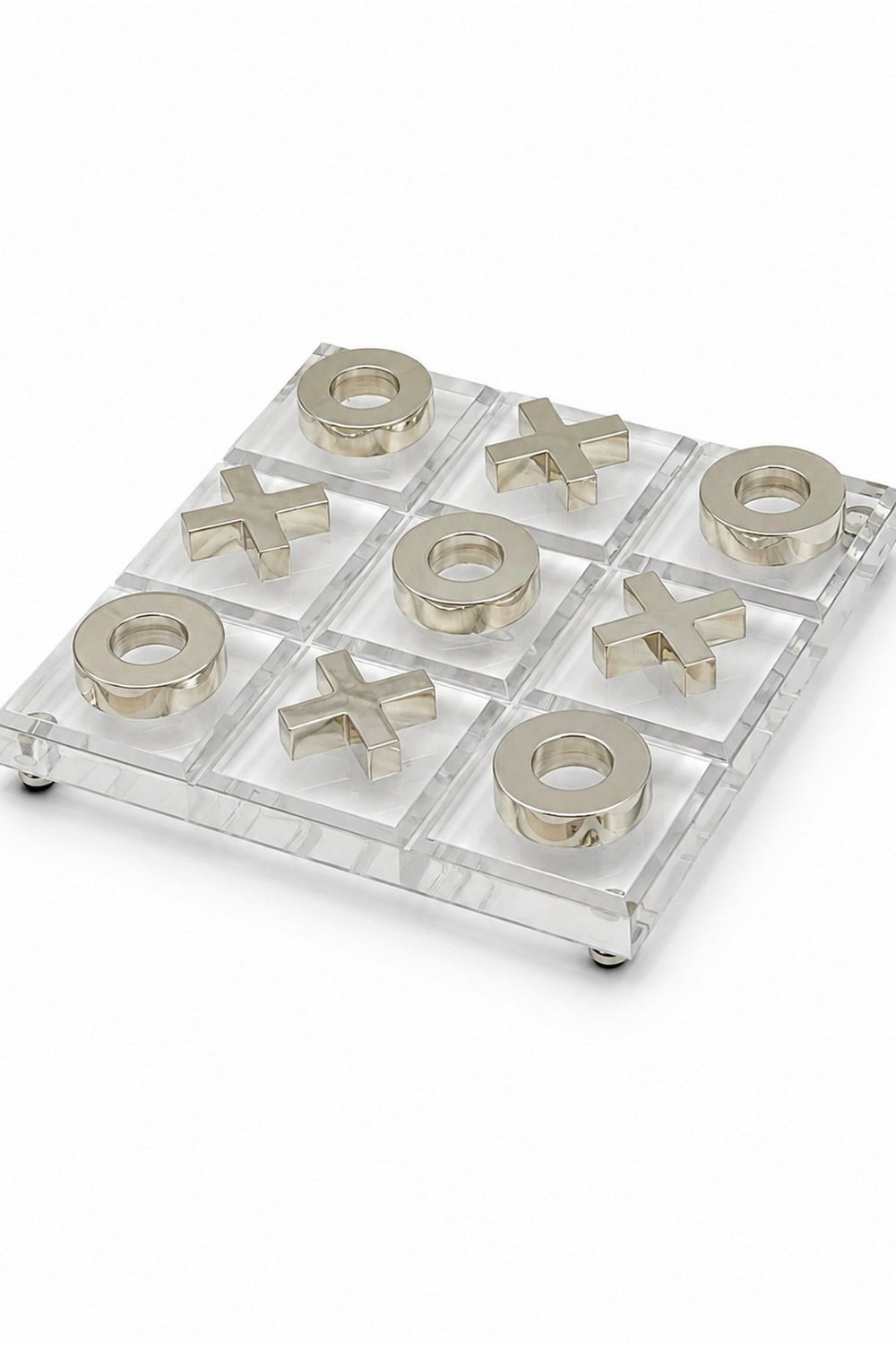 Akrilik Gümüş Detaylı Dekoratif Tic Tac Toe Oyun Seti