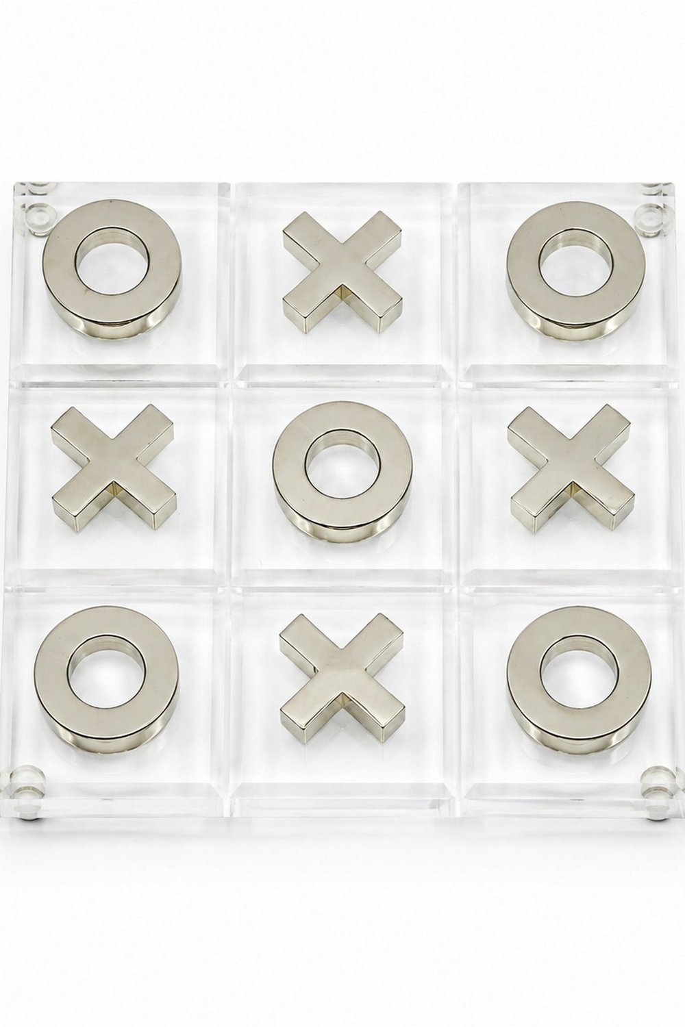 Akrilik Gümüş Detaylı Dekoratif Tic Tac Toe Oyun Seti