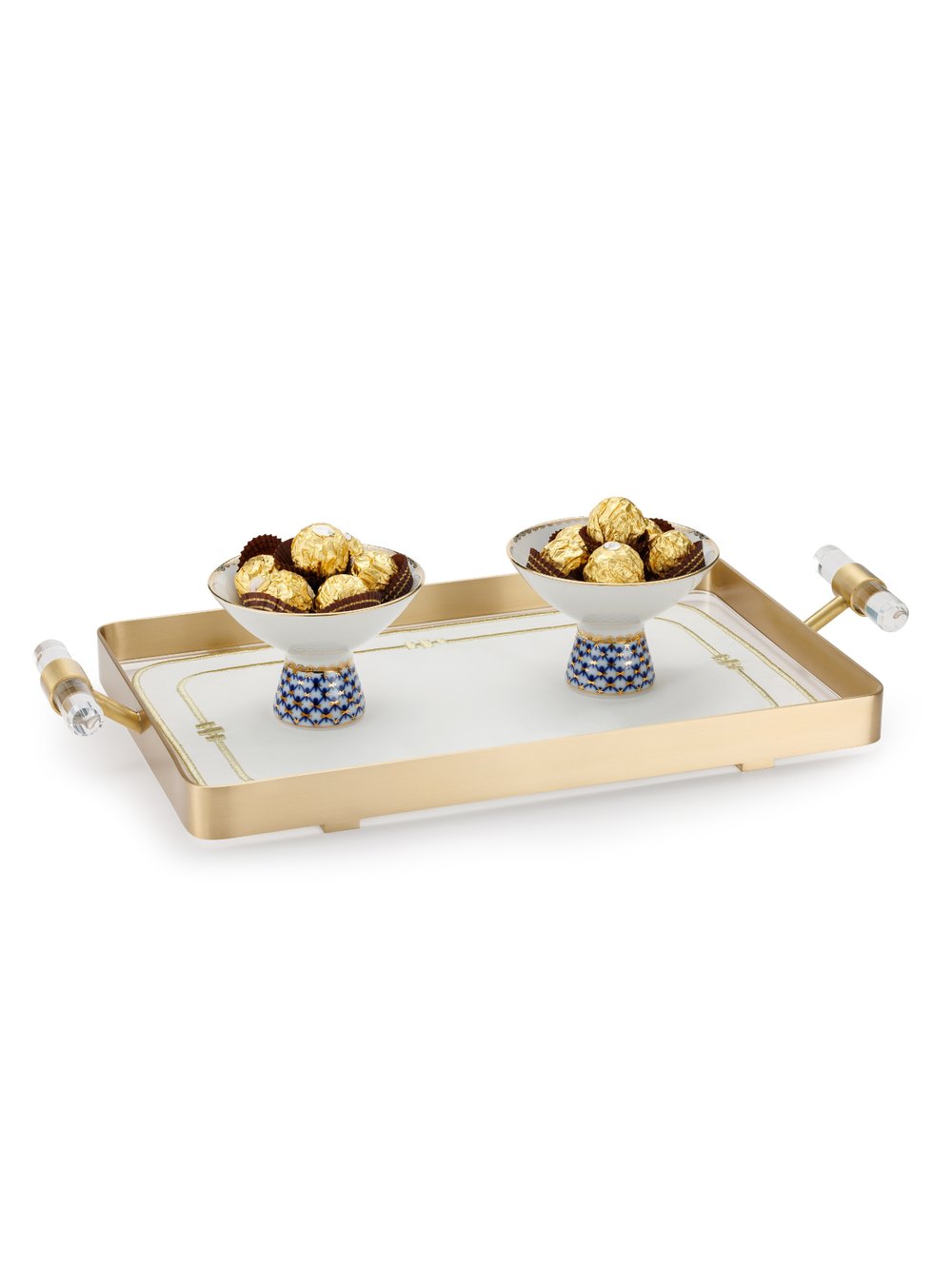 Montere Büyük Boy Çerçeve Detaylı Pirinç Tepsi