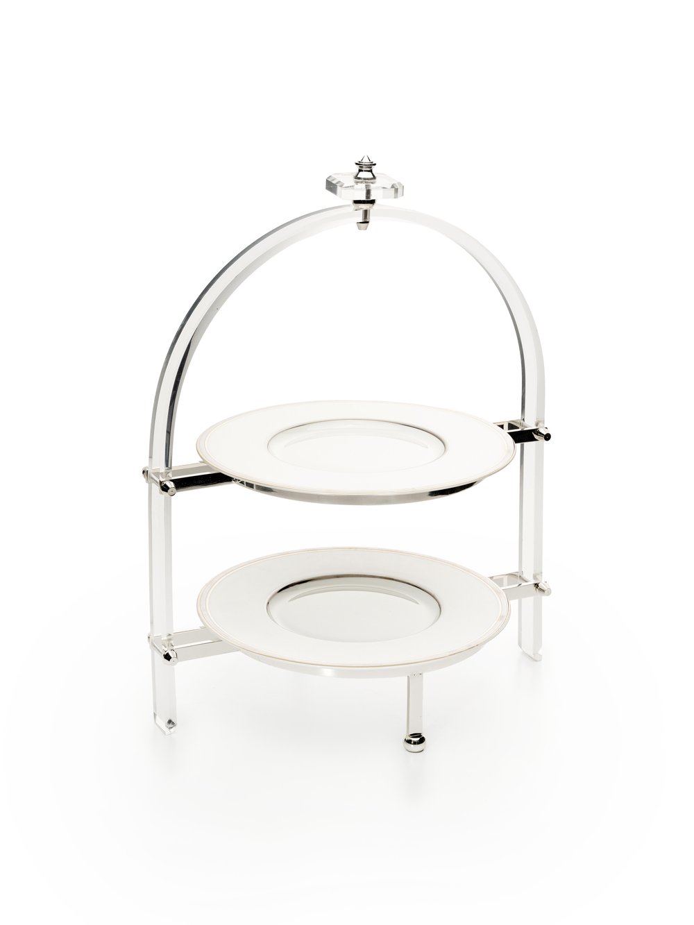 Ovalisa 2 Katlı Gümüş Servislik Etajeri