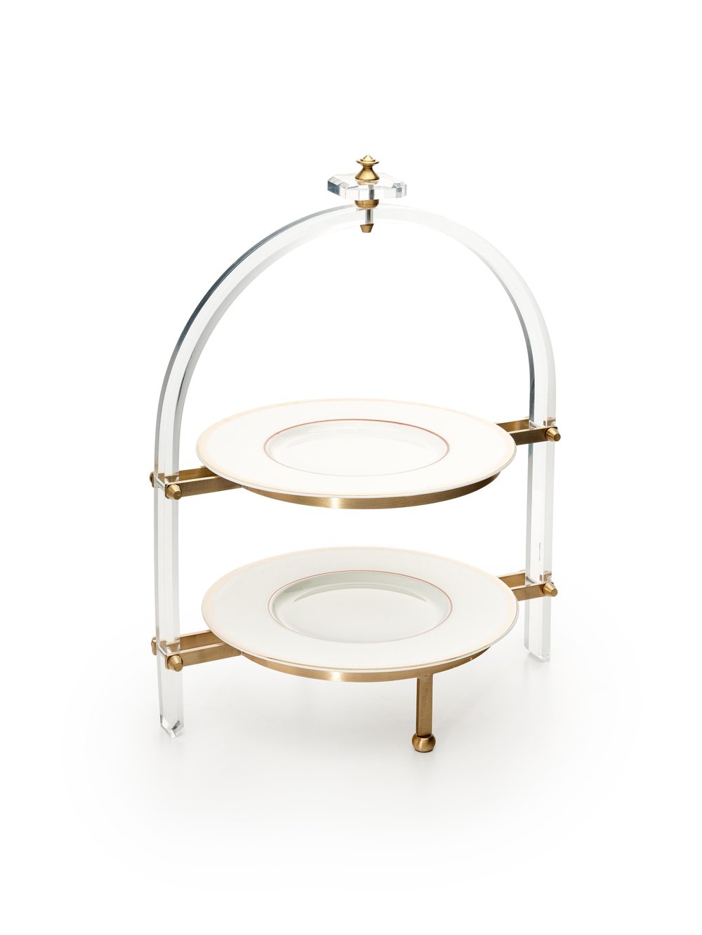 Ovalisa 2 Katlı Pirinç Servislik Etajeri