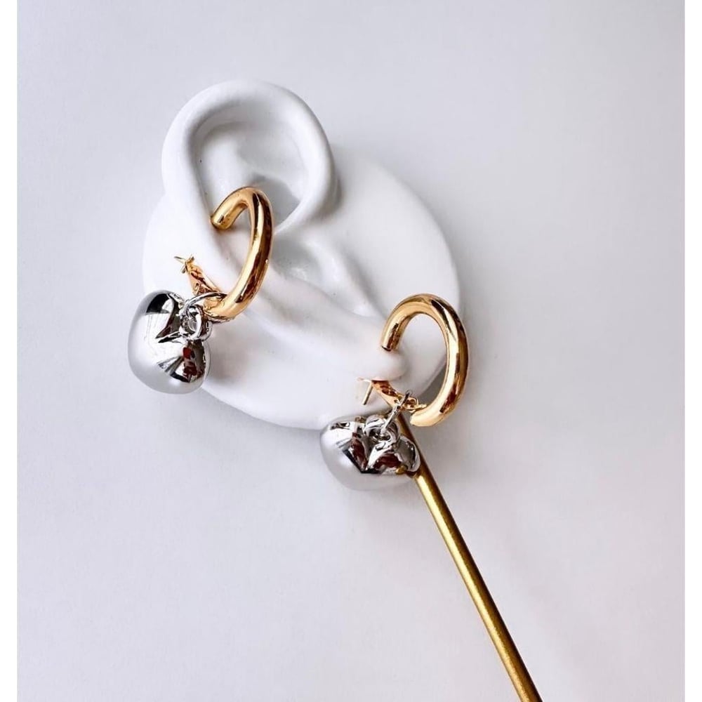 GOLD SİLVER KALP KÜPE