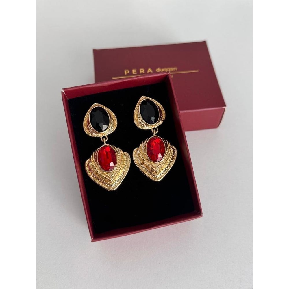 red / black golden küpe