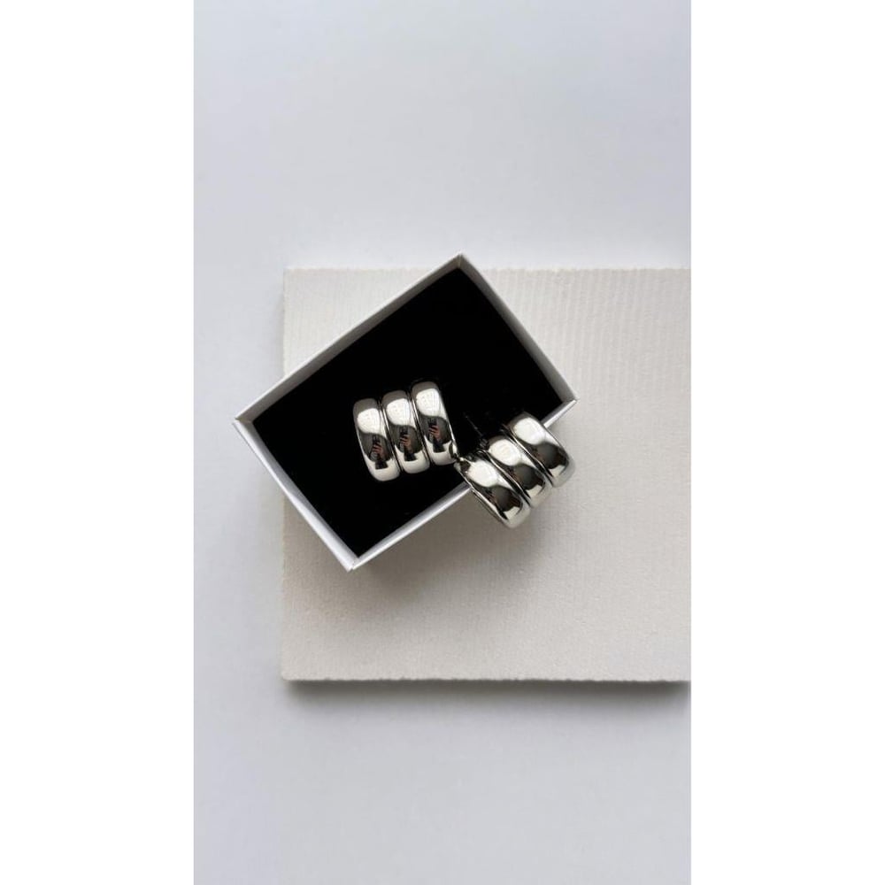 silver 3'lü görünüm küpe