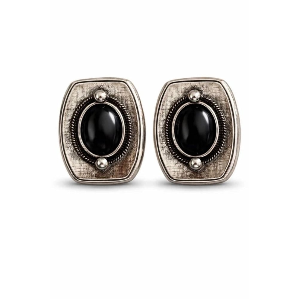 Silver eskitme black küpe