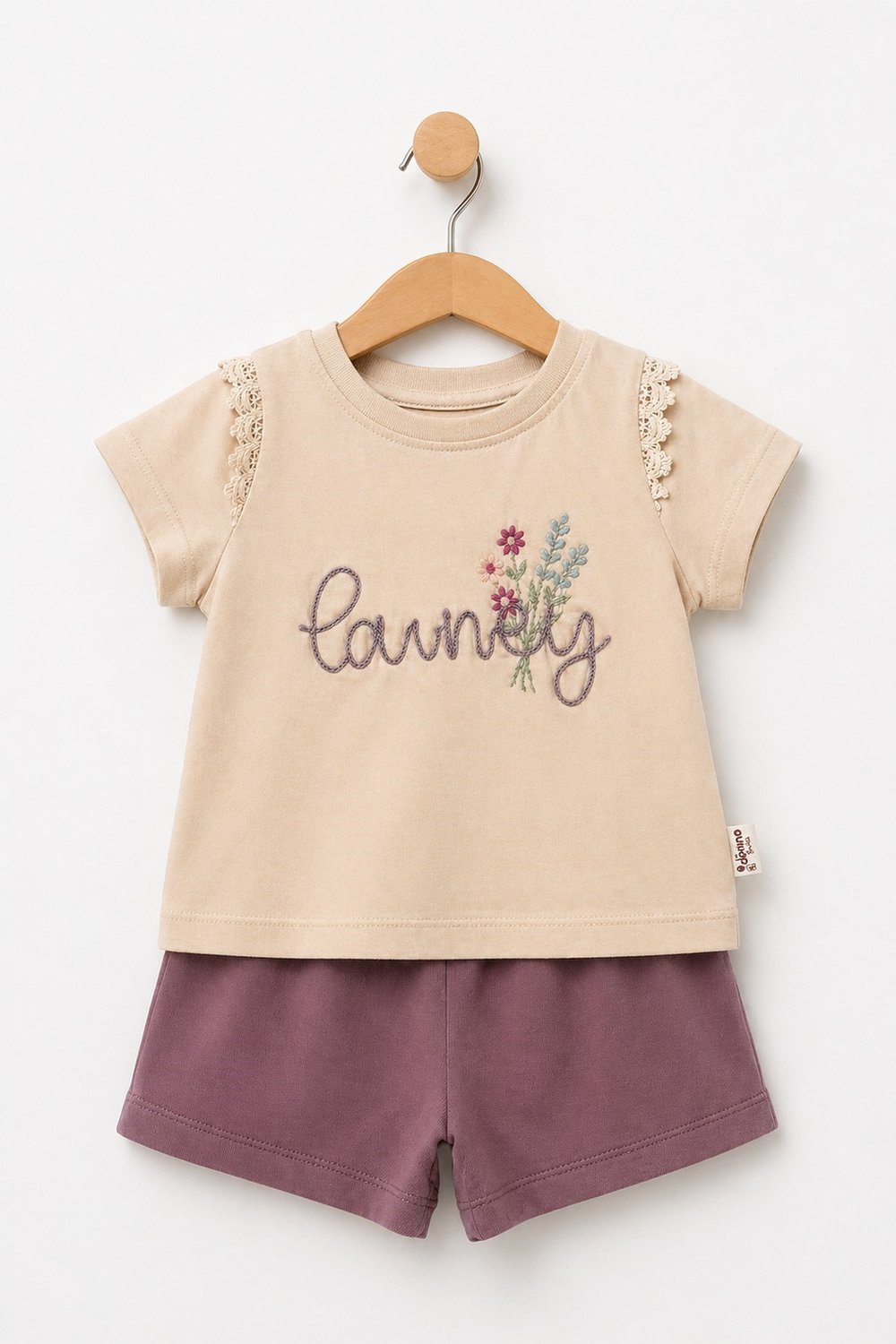 Kız Bebek 2'li Yazlık Takım Lovely Nakışlı Tişört Şort Seti Alt Üst 6-9-12-18-24 Aylık
