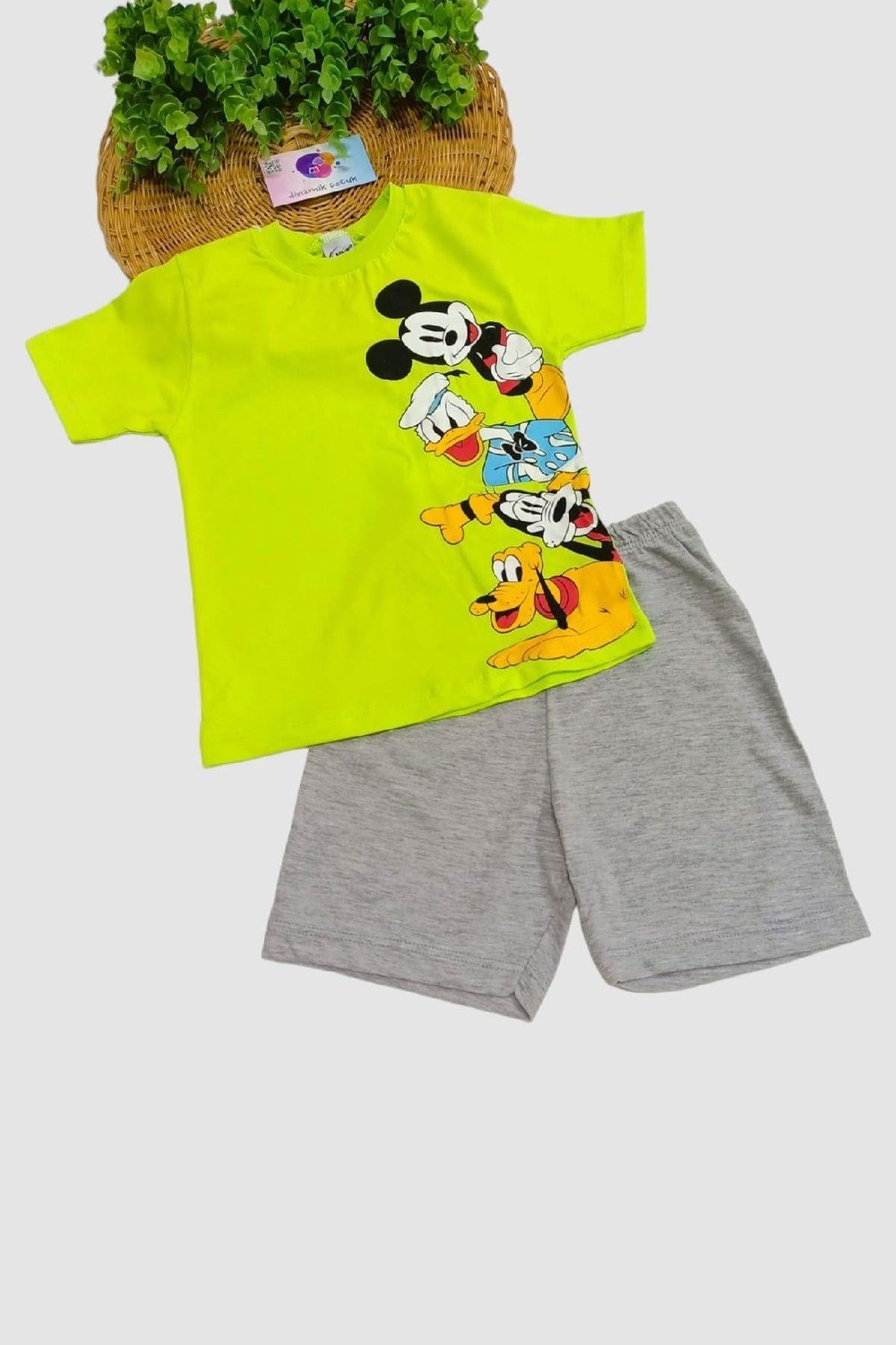Mickey Mouse Baskılı Unisex Çocuk 2li Alt Üst Takım Yazlık