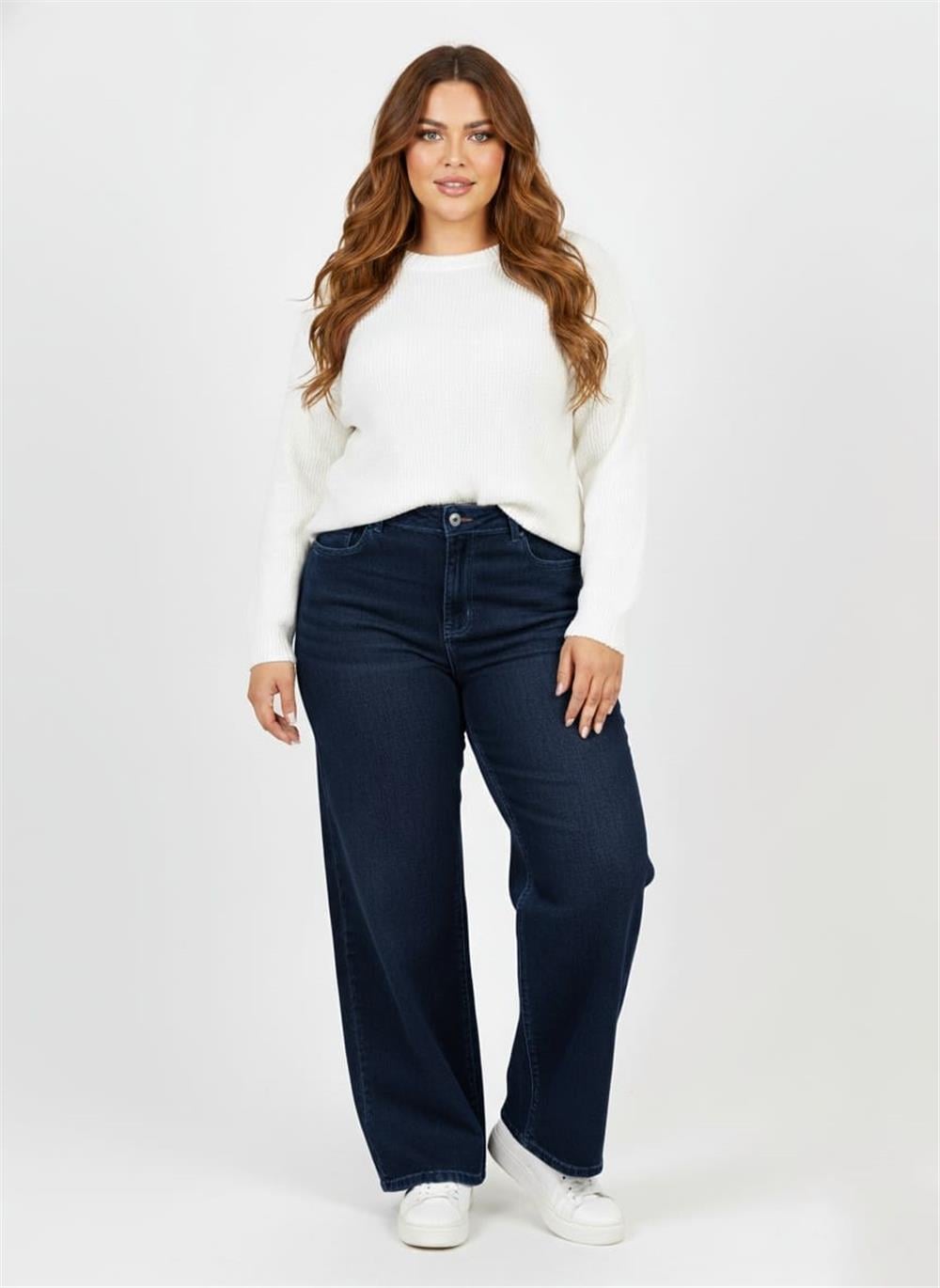 Bol Paça Yüksek Bel Denim Pantolon