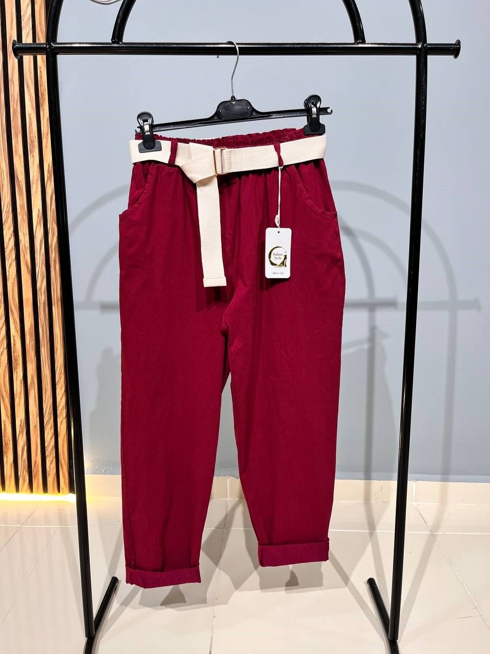 Kemerli Düz Jogger Pantolon