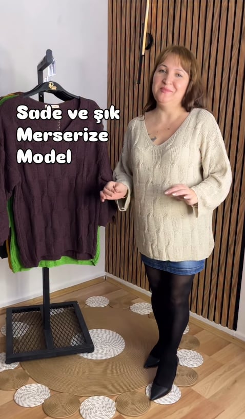 Merserize Desenli Bluz