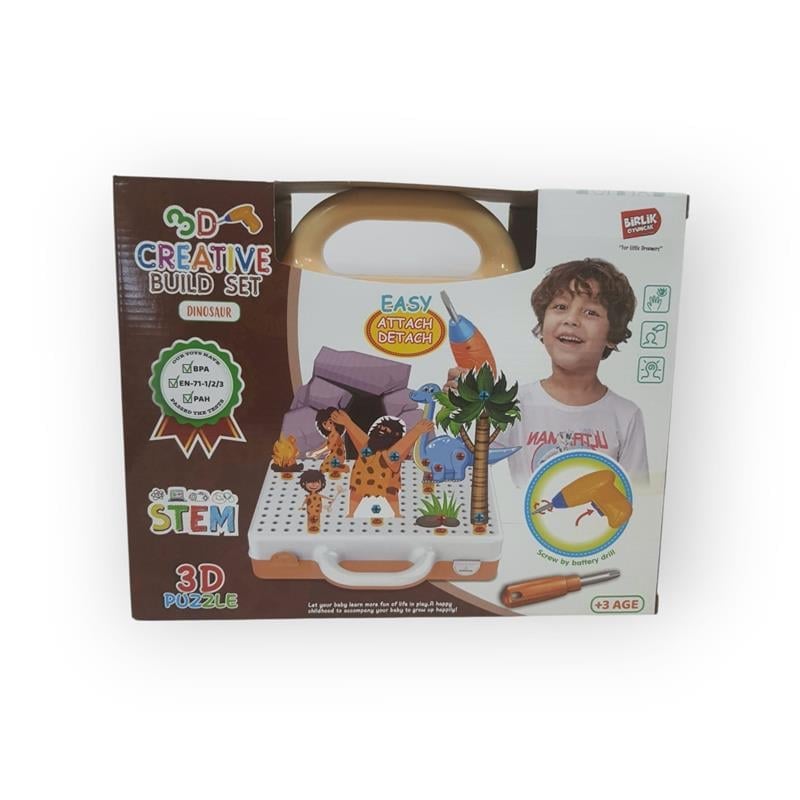 3D CREATİVE BUİLD SET DİNOZOR TEMALI 3D PUZZLE STEM OYUN SETİ 