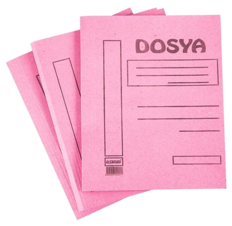 Alemdar Karton Dosya Tam Kapak Pembe 50'li Paket