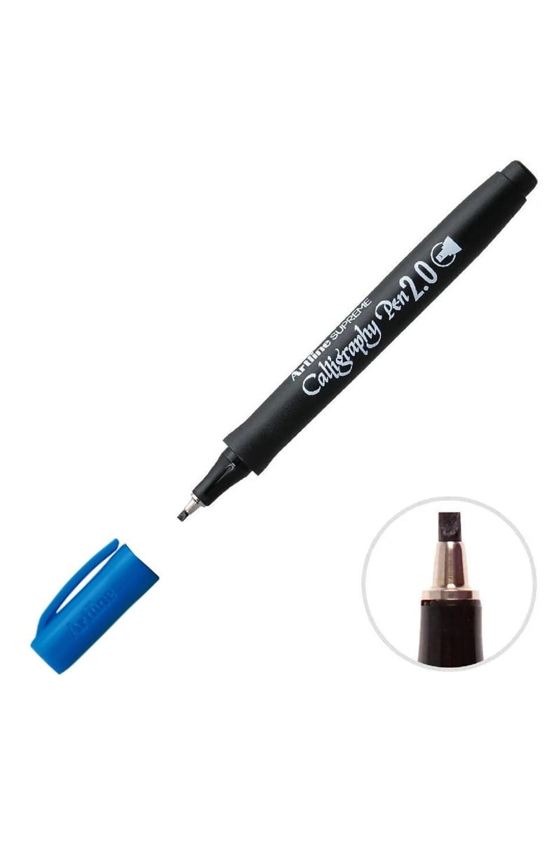 Artline Supreme Calligraphy Pen 2.0 Uç:2,0mm Mavi Kaligrafi Kalemi- 12'li Paket