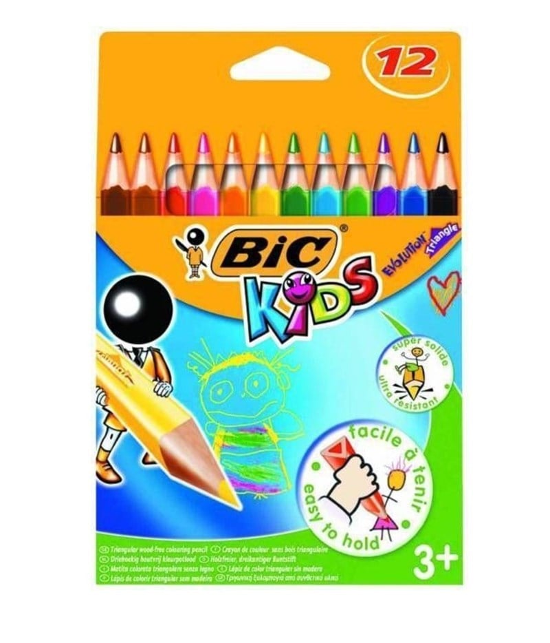 Bic Evolutıon Üçgen Jumbo Boya Kalemi 12 Renk Set