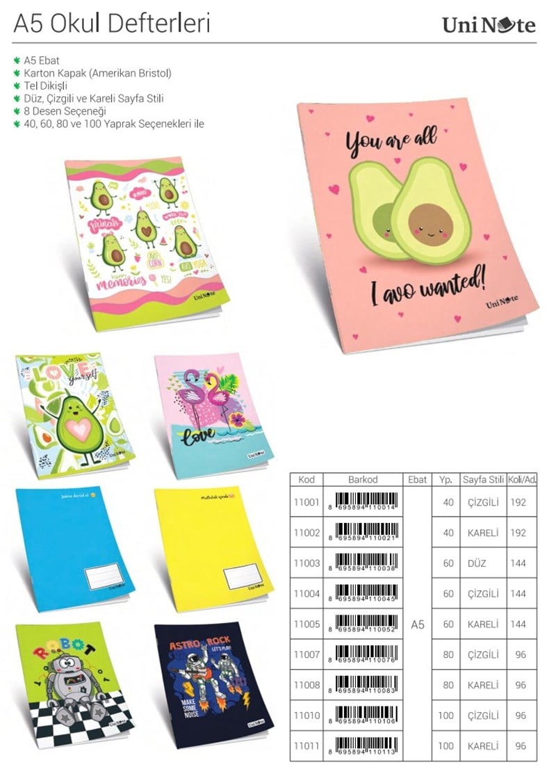 Çınar Karton Kapak A5 40 Yaprak Çizgili Defter 12'li Paket