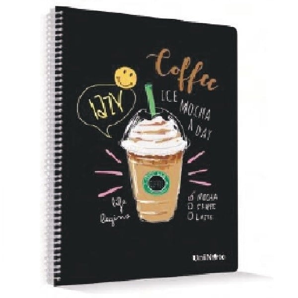 Coffee Plastik Kapak 60 Yaprak Çizgili Spiralli A4 Defter